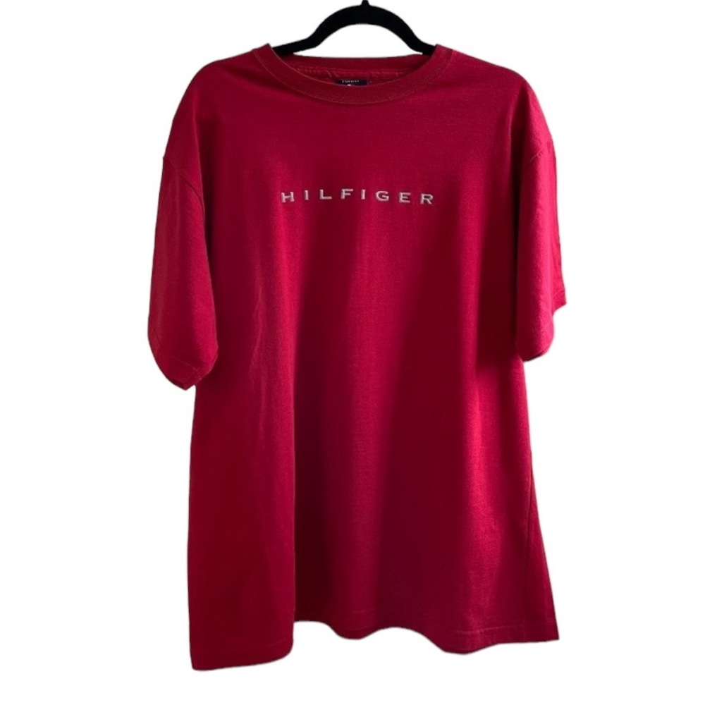 TOMMY Hilfiger Y2K Red T-Shirt Mens Large